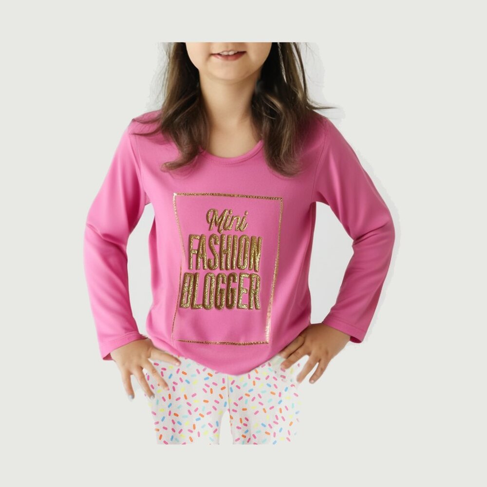 The Children’s Place Girls 2-Pc Set ‘Mini Fashion Blogger’ Pink Tunic Leggings